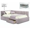 Кровать Milena с матрасом велюр лиловый без П/М 1200x2000, ортопедическое основание, изголовье мягкое