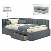Кровать Milena с матрасом велюр серая без П/М 1200x2000, ортопедическое основание, изголовье мягкое