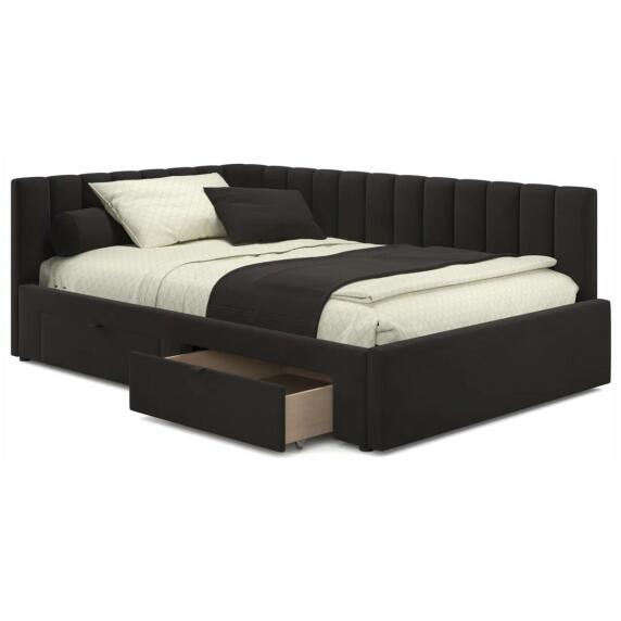 Кровать-тахта мягкая Milena 1200 шоколад с ящиками