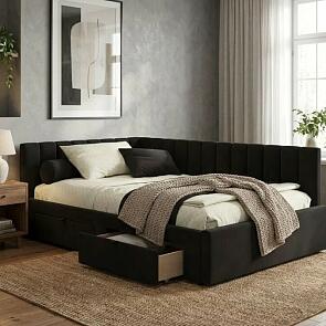 Кровать Milena с матрасом велюр шоколад без П/М 1200x2000, ортопедическое основание, изголовье мягкое