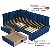 Кровать Milena с матрасом велюр синий без П/М 1200x2000, ортопедическое основание, изголовье мягкое