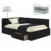 Кровать Milena с матрасом велюр черный без П/М 1200x2000, ортопедическое основание, изголовье мягкое