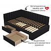 Кровать Milena с матрасом велюр черный без П/М 1200x2000, ортопедическое основание, изголовье мягкое