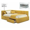 Кровать Milena с матрасом велюр желтый без П/М 1200x2000, ортопедическое основание, изголовье мягкое
