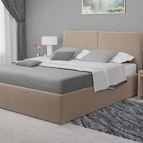 Кровать Виченца велюр бежевый С П/М 1400x2000, изголовье мягкое
