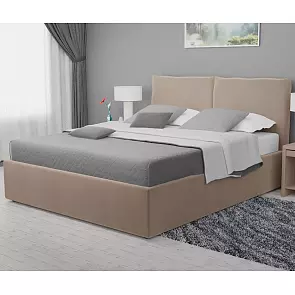 Кровать Виченца велюр бежевый С П/М 1400x2000, изголовье мягкое