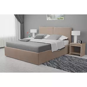 Кровать Виченца велюр бежевый С П/М 1400x2000, изголовье мягкое