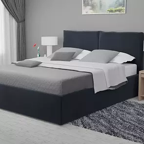 Кровать Виченца велюр темно-серый С П/М 1400x2000, изголовье мягкое