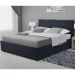 Кровать Виченца велюр темно-серый С П/М 1400x2000, изголовье мягкое