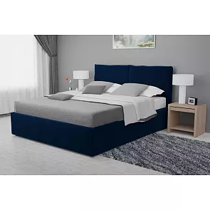 Кровать Виченца велюр синий С П/М 1800x2000, изголовье мягкое