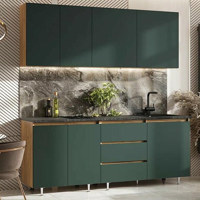 Кухня Челси 20м Компановка 2 Изумруд Дуб Крафт Кастилло 20711₽