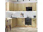 Модульный кухонный гарнитур Евро Лайн-05 Дуб песочный/Дуб Вотан 2140x1400/2400x600