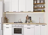 Модульный кухонный гарнитур Фрейм-02 White Silk/Дуб вотан 2340x2200x600
