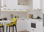 Модульный кухонный гарнитур Фрейм-03 White Silk/Белый 2140x4200x600