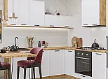 Модульный кухонный гарнитур Фрейм-03 White Silk/Дуб вотан 2140x2200x600