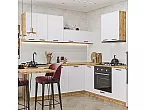 Модульный кухонный гарнитур Фрейм-03 White Silk/Дуб вотан 2140x2200x600