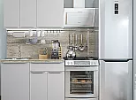 Модульный кухонный гарнитур Фьюжн-05 Silky Light Grey/Белый 2140x1100x600