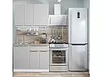 Модульный кухонный гарнитур Фьюжн-05 Silky Light Grey/Белый 2140x1100x600