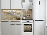 Модульный кухонный гарнитур Фьюжн-05 Silky Light Grey, Silky White/Дуб Вотан 2140x1100x600
