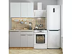 Модульный кухонный гарнитур Фьюжн-05 Silky Light Grey, Silky White/Дуб Вотан 2140x1100x600
