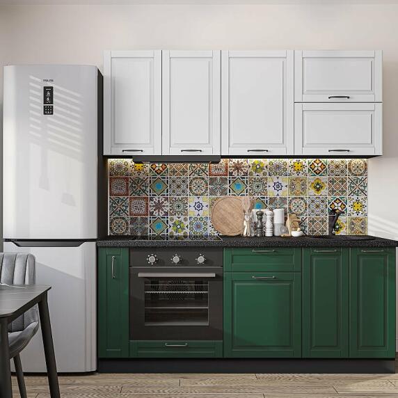 Кухня прямая Дублин-01 Special White/Special Green/Graphite 2140*1900*600