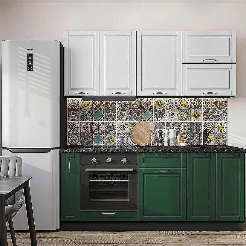 

Кухня прямая Дублин-01 Special White/Special Green/Graphite 2140*1900*600