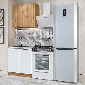 Модульный кухонный гарнитур Флэт-03 White In 2S, Wotan Oak 2S/Дуб Вотан 2140x800x600