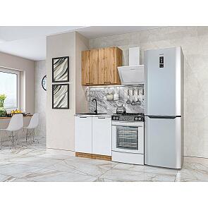 Модульный кухонный гарнитур Флэт-03 White In 2S, Wotan Oak 2S/Дуб Вотан 2140x800x600