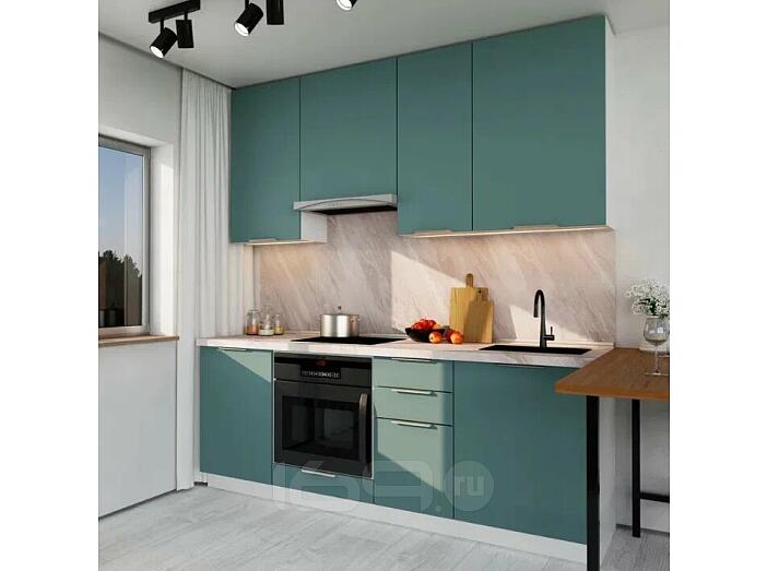 Модульный кухонный гарнитур Флэт Grey-green In 2S/Белый 2240x2100x600