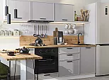 Модульный кухонный гарнитур Фрейм-01 Grey Silk/Белый 1782x2300x600