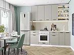 Модульный кухонный гарнитур Фрейм-02 Cream Silk/Белый 2340x2200x600