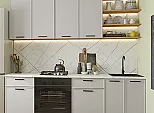 Модульный кухонный гарнитур Фрейм-02 Cream Silk/Дуб Вотан 2340x2200x600