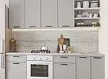 Модульный кухонный гарнитур Фрейм-02 Grey Silk/Белый 2340x2200x600