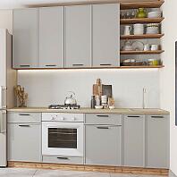 Модульный кухонный гарнитур Фрейм-02 Grey Silk/Дуб Вотан 2340x2200x600