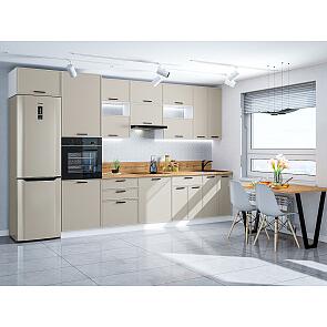 Модульный кухонный гарнитур Фрейм-04 Cream Silk/Белый 2340x3600x600