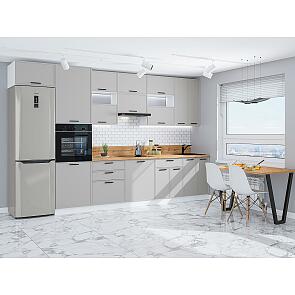 Модульный кухонный гарнитур Фрейм-04 Grey Silk/Белый 2340x3600x600