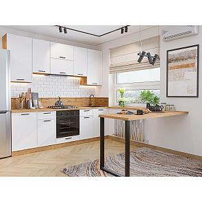 Модульный кухонный гарнитур Фрейм-05 White Silk/Дуб Вотан 2340x2400x600