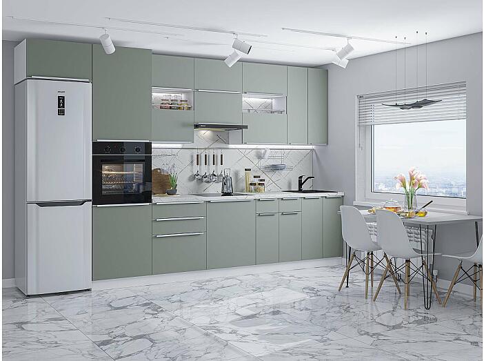 Модульный кухонный гарнитур Фьюжн-01 Silky Mint/Белый 2340x3600x600