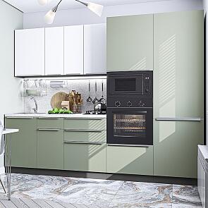 Модульный кухонный гарнитур Фьюжн-07 Silky Mint, Silky White/Graphite 2140x2700x600