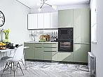 Модульный кухонный гарнитур Фьюжн-07 Silky Mint, Silky White/Graphite 2140x2700x600