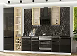 Модульный кухонный гарнитур Фьюжн-08 Anthracite/Белый 2340x3400x600 Полки стекло