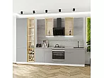 Модульный кухонный гарнитур Фьюжн-08 Silky Light Grey/Белый 2340x3400x600 Полки стекло
