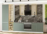 Модульный кухонный гарнитур Фьюжн-08 Silky Mint/Белый 2340x3400x600 Полки стекло
