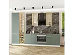 Модульный кухонный гарнитур Фьюжн-08 Silky Mint/Белый 2340x3400x600 Полки стекло