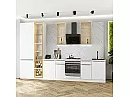 Модульный кухонный гарнитур Фьюжн-08 Silky White/Белый 2340x3400x600 Полки стекло