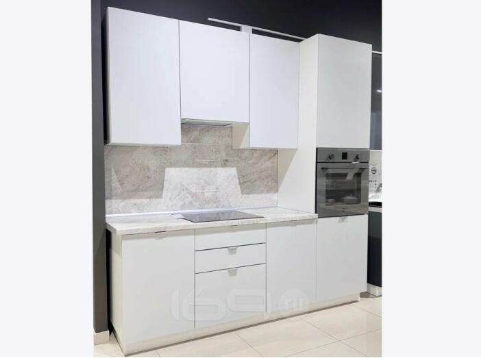 Кухня прямая Фьюжн Silky Light Grey/Белый 2336*2200*600