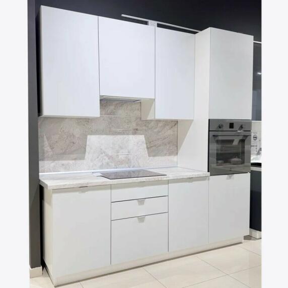 Кухня прямая Фьюжн Silky Light Grey/Белый 2336*2200*600