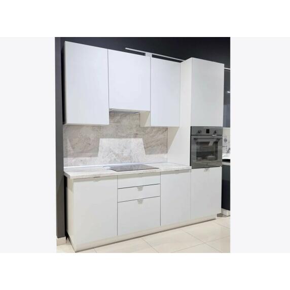 Кухня прямая Фьюжн Silky Light Grey/Белый 2336*2200*600