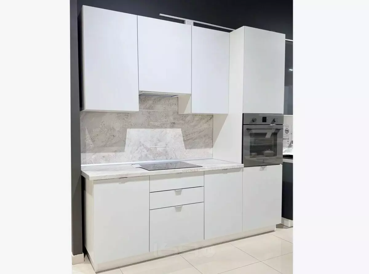 Кухня прямая Фьюжн Silky Light Grey/Белый 2336*2200*600