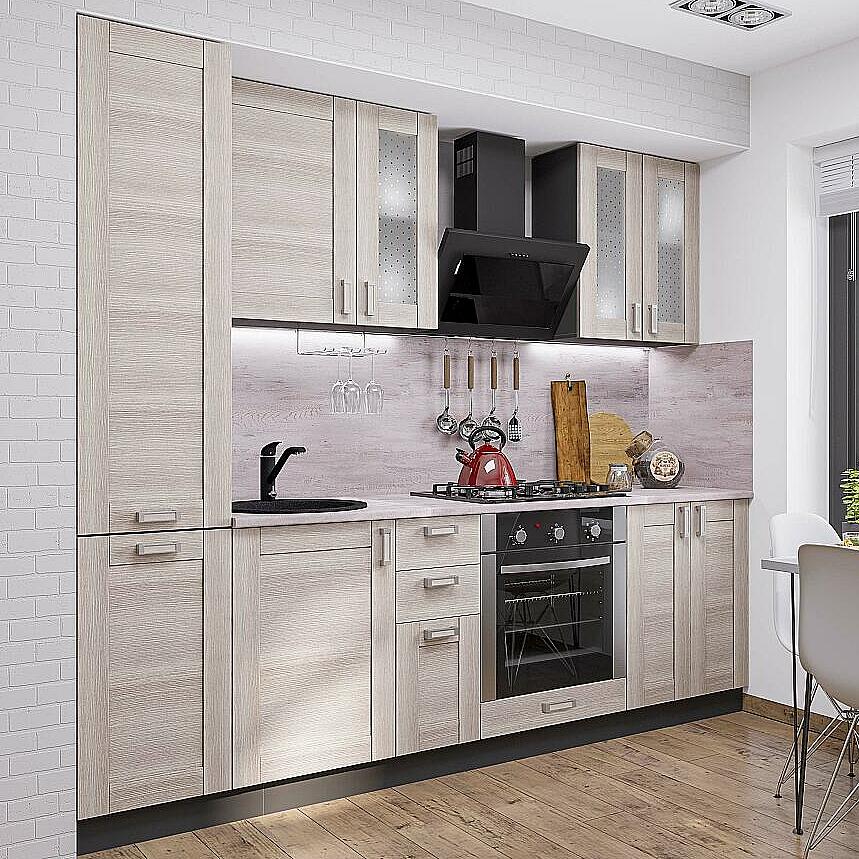 

Кухня Прямая Лофт-02 Cappuccino Veralinga/Graphite 2140*2400*600